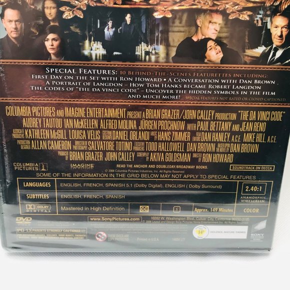 The Da Vinci Code DVD 2006 Tom Hanks 2 Disc Set New In Package - Picture 7 of 8